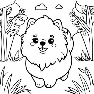 Pagina Da Colorare Del Pomerania Peloso In Un Giardino 21663-20088