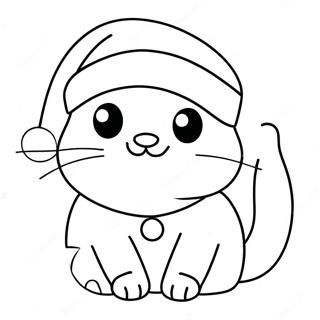 Pagina Da Colorare Del Gatto Di Natale Adorabile Con Cappello Di Babbo Natale 21793-20191