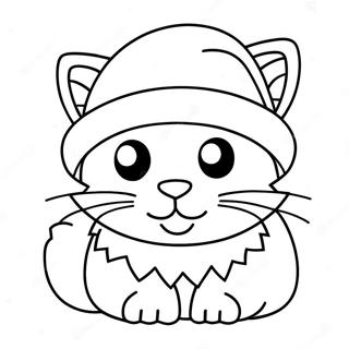 Pagina Da Colorare Del Gatto Di Natale Adorabile Con Cappello Di Babbo Natale 21793-20192