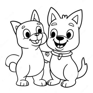 Pagina Da Colorare Del Duo Gatto E Cane Giocoso 22234-20536