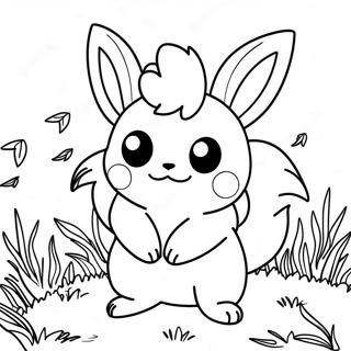 Pagina Da Colorare Di Un Adorabile Flareon Che Gioca Nellerba 22934-21087