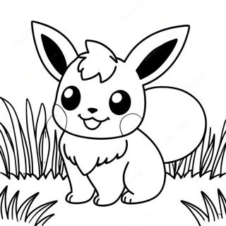 Pagina Da Colorare Di Un Adorabile Flareon Che Gioca Nellerba 22934-21088