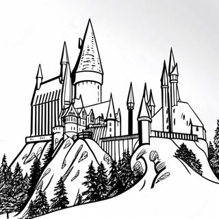 Castello Di Hogwarts Con Sfondo Innevato Da Colorare 23094-21213