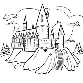 Castello Di Hogwarts Con Sfondo Innevato Da Colorare 23094-21214