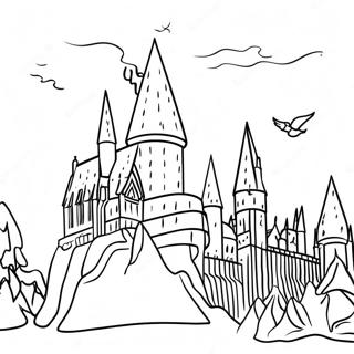 Castello Di Hogwarts Con Sfondo Innevato Da Colorare 23094-21215