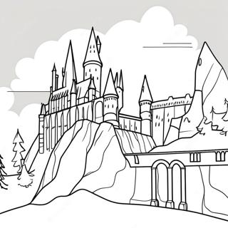 Castello Di Hogwarts Con Sfondo Innevato Da Colorare 23094-21216