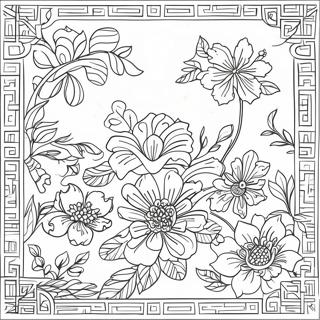 Pagina Da Colorare Del Motivo Floreale Chinoiserie 23433-21484