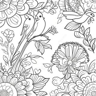 Pagina Da Colorare Del Motivo Floreale Chinoiserie 23433-21653