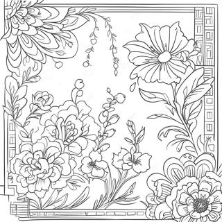 Pagina Da Colorare Del Motivo Floreale Chinoiserie 23433-21655