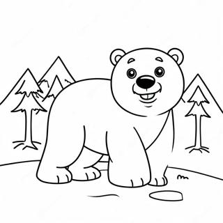 Carino Orso Polare Che Gioca Nella Neve Pagina Da Colorare 23594-21786