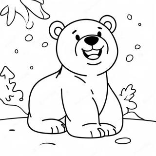 Carino Orso Polare Che Gioca Nella Neve Pagina Da Colorare 23594-21787