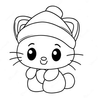 Pagina Da Colorare Di Hello Kitty Festiva Con Cappello Di Babbo Natale 23874-22009