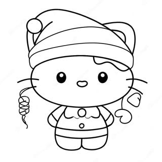 Pagina Da Colorare Di Hello Kitty Festiva Con Cappello Di Babbo Natale 23874-22010