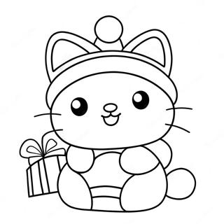 Pagina Da Colorare Di Hello Kitty Festiva Con Cappello Di Babbo Natale 23874-22011