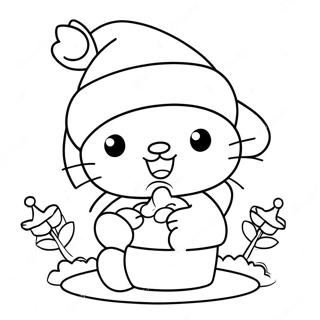 Pagina Da Colorare Di Hello Kitty Festiva Con Cappello Di Babbo Natale 23874-22012