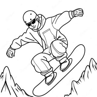 Pagina Da Colorare Di Un Snowboarder Cool Che Esegue Trucchi 24335-22369