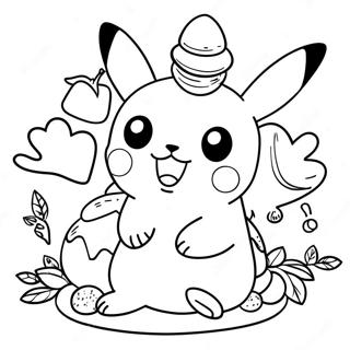 Pagina Da Colorare Pikachu Con Tacchino Del Ringraziamento 24455-22466