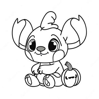 Stitch Carino Di Halloween Con Zucca Da Colorare 2453-1999