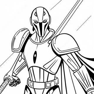 Pagina Da Colorare Di Un Minaccioso General Grievous Con Spade Laser 24996-22891