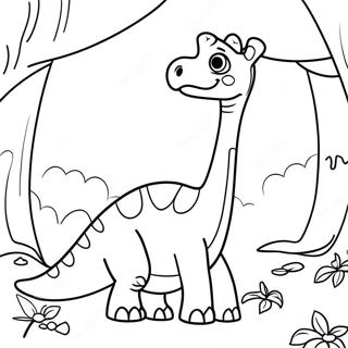 Pagina Da Colorare Di Un Carino Brachiosaurus In Una Foresta 26007-23879