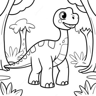 Pagina Da Colorare Di Un Carino Brachiosaurus In Una Foresta 26007-23880