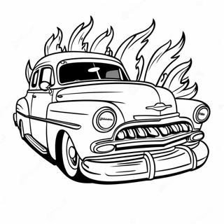 Pagina Da Colorare Di Un Classico Lowrider Chicano Con Fiamme 26147-23990