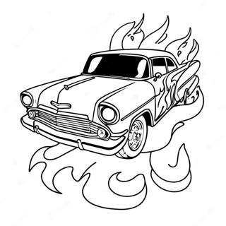 Pagina Da Colorare Di Un Classico Lowrider Chicano Con Fiamme 26147-23991