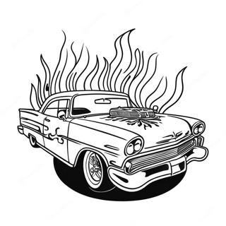 Pagina Da Colorare Di Un Classico Lowrider Chicano Con Fiamme 26147-23992