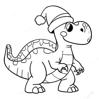 Pagina Da Colorare Di Un Dinosauro Festivo Con Cappello Di Babbo Natale 2633-2149