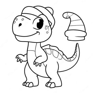 Pagina Da Colorare Di Un Dinosauro Festivo Con Cappello Di Babbo Natale 2633-2151