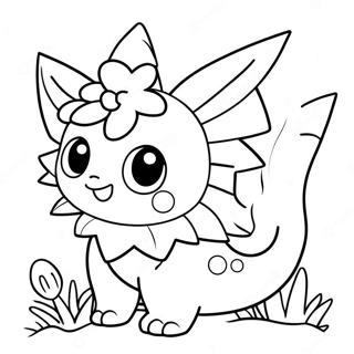 Vaporeon Carino Con Fiori Pagina Da Colorare 26443-24214