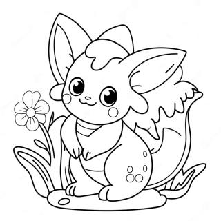 Vaporeon Carino Con Fiori Pagina Da Colorare 26443-24215