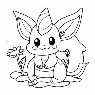 Vaporeon Carino Con Fiori Pagina Da Colorare 26443-24216