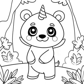 Pagina Da Colorare Del Panda Unicorno Carino In Una Foresta Magica 26553-24301