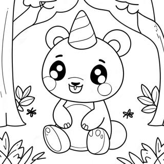 Pagina Da Colorare Del Panda Unicorno Carino In Una Foresta Magica 26553-24302