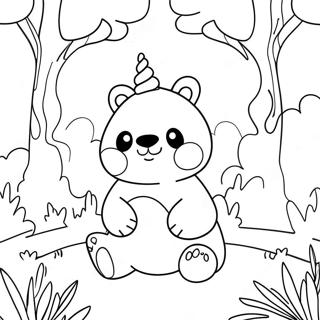 Pagina Da Colorare Del Panda Unicorno Carino In Una Foresta Magica 26553-24303