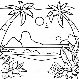 Pagina Da Colorare Della Scena Tropicale Aloha 27043-24696