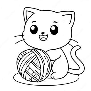 Pagina Da Colorare Gatto Kawaii Carino Che Gioca Con Il Filo 27604-25126