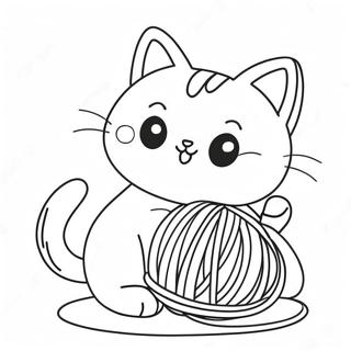 Pagina Da Colorare Gatto Kawaii Carino Che Gioca Con Il Filo 27604-25128