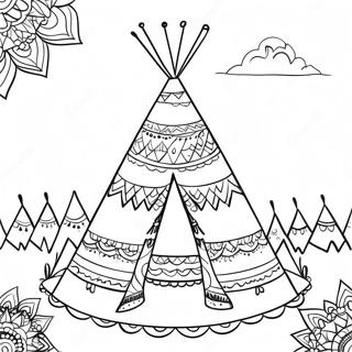 Pagina Da Colorare Del Teepee Colorato Con Motivi 27704-25205