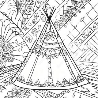 Pagina Da Colorare Del Teepee Colorato Con Motivi 27704-25207