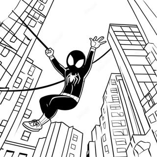 Pagina Da Colorare Di Miles Morales Che Dondola Per La Citta 27764-25254