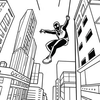 Pagina Da Colorare Di Miles Morales Che Dondola Per La Citta 27764-25255