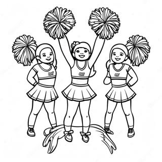 Pagina Da Colorare Del Team Di Cheerleading In Azione 27945-25389