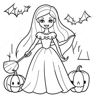 Pagina Da Colorare Di Barbie Di Halloween Spaventosa Con Zucca 28055-25477