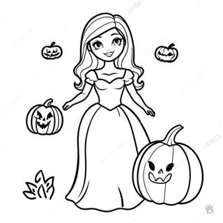 Pagina Da Colorare Di Barbie Di Halloween Spaventosa Con Zucca 28055-25478