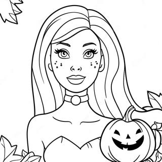 Pagina Da Colorare Di Barbie Di Halloween Spaventosa Con Zucca 28055-25479