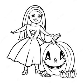 Pagina Da Colorare Di Barbie Di Halloween Spaventosa Con Zucca 28055-25480