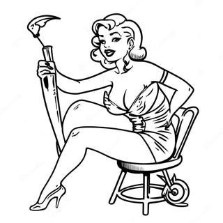 Pagina Da Colorare Di Un Tatuaggio Pin Up Vintage 28587-25886