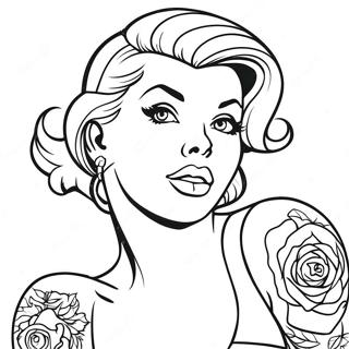 Pagina Da Colorare Di Un Tatuaggio Pin Up Vintage 28587-25887